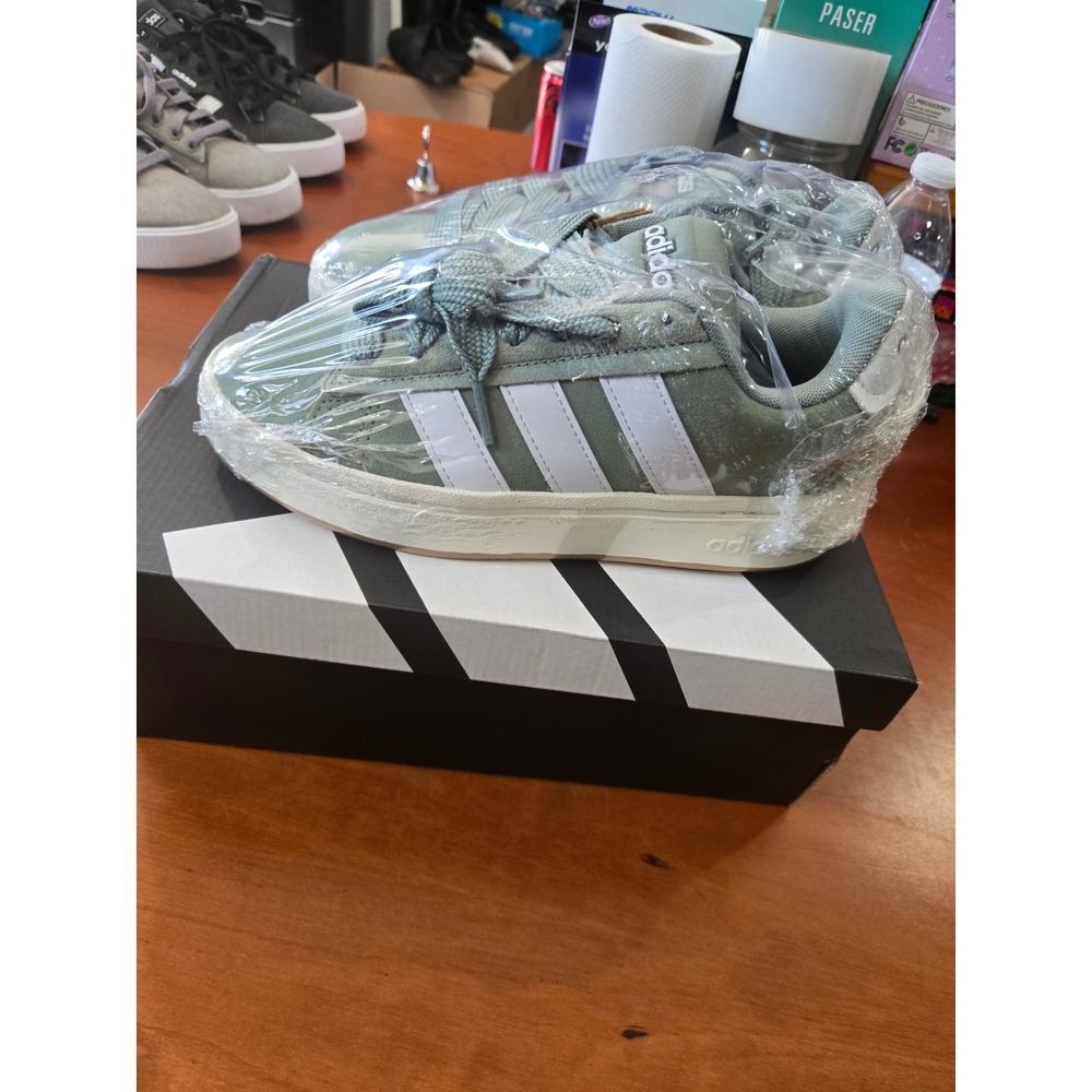 Adidas Grand Court Alpha 00s Silver Green White Suede Shoes JR3143 Womens 5